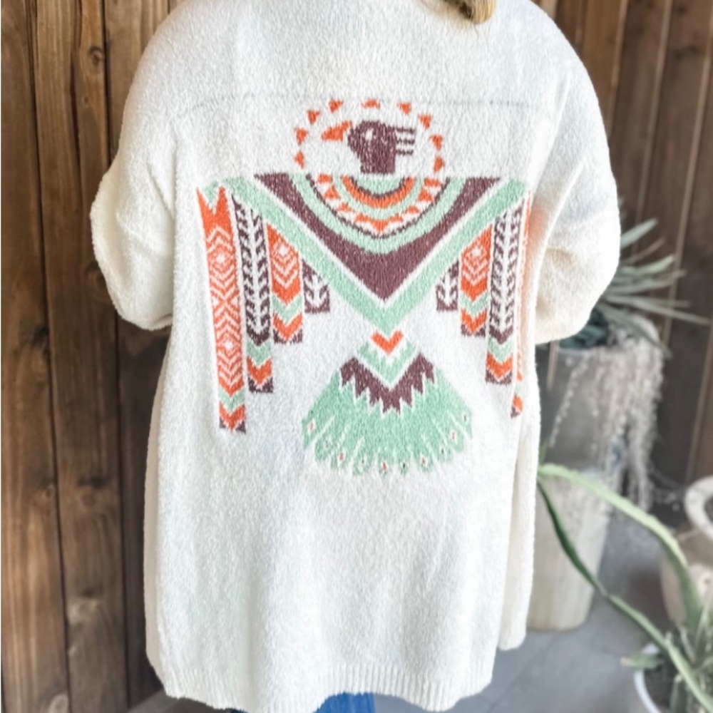 Open Front Cardigan Graphic Design One Size - Picture 3 of 3